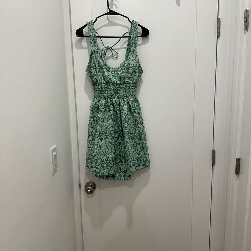 Hill House Mint Green Patterned Mini Dress